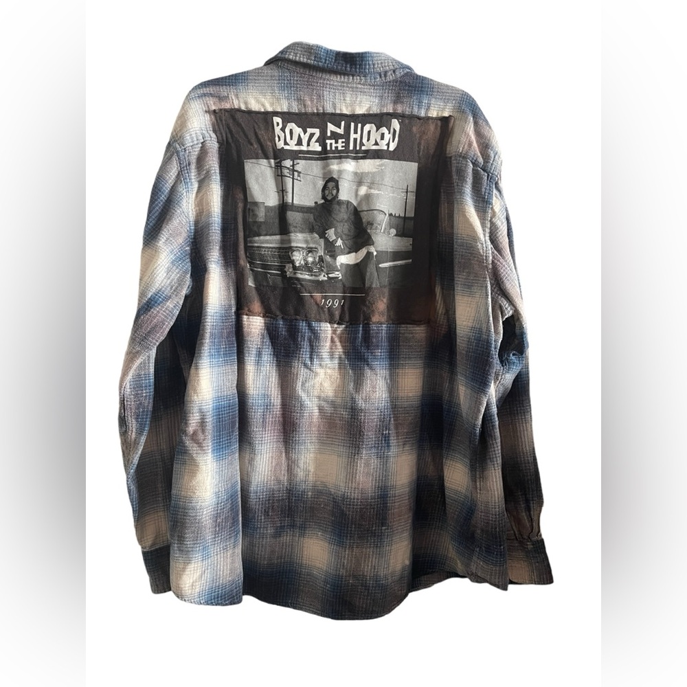 Oversized Boyz N The Hood on hand dyed XXL Croft Borrow Flannel